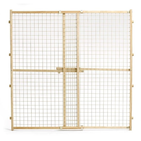 Midwest 44" High Wood Gate, Wire Mesh, Expands 29"-50" Wide