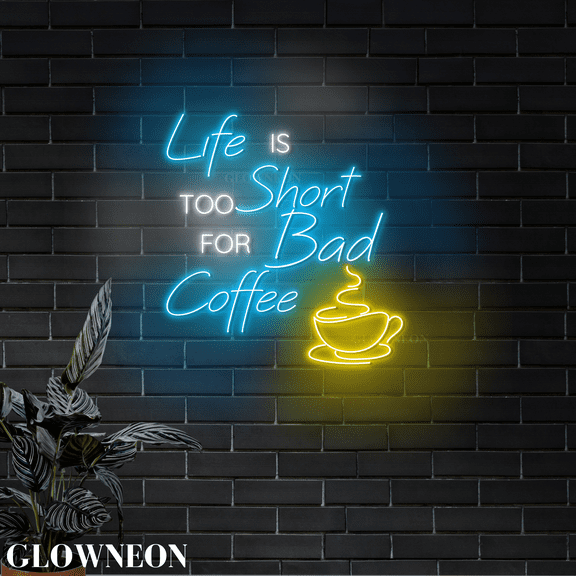 GLOWNEON Coffee LED Light Sign, Neon Wall Decor for Cafés, Coffee Bars, and Home Coffee Corners
