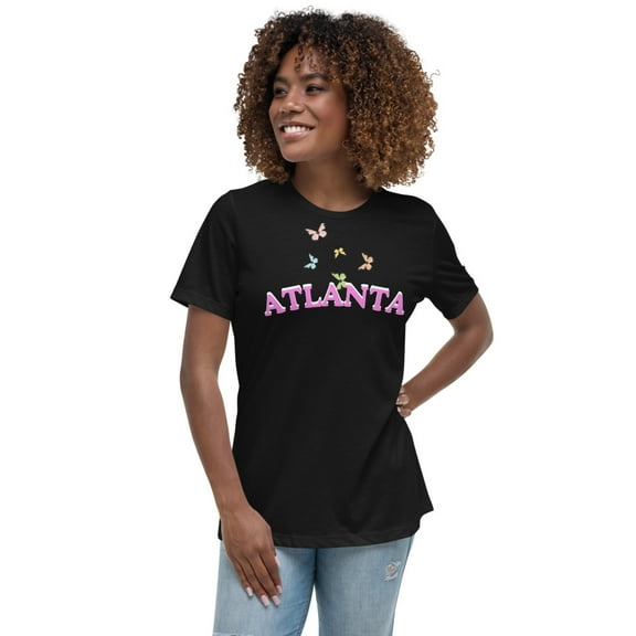 Atlanta Women’s T-Shirt, Women Tshirt Graphic,  Women T Shirts Short Sleeve  (Black, S)
