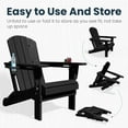 thumbnail image 6 of JUSTLET Folding Adirondack Chair set of 2, All-Weather Fire Pit Chairs, HDPE Adirondack Chairs with 2 Cup Holder, Outdoor Lawn Chair for Patio Garden, Black, 6 of 9