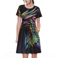 thumbnail image 1 of Disketp Dragon with Colorful Tail para Vestido de Manga Corta para Mujeres, Vestidos de Verano para Mujeres, Casual y Holgado para la Playa, 1 of 6