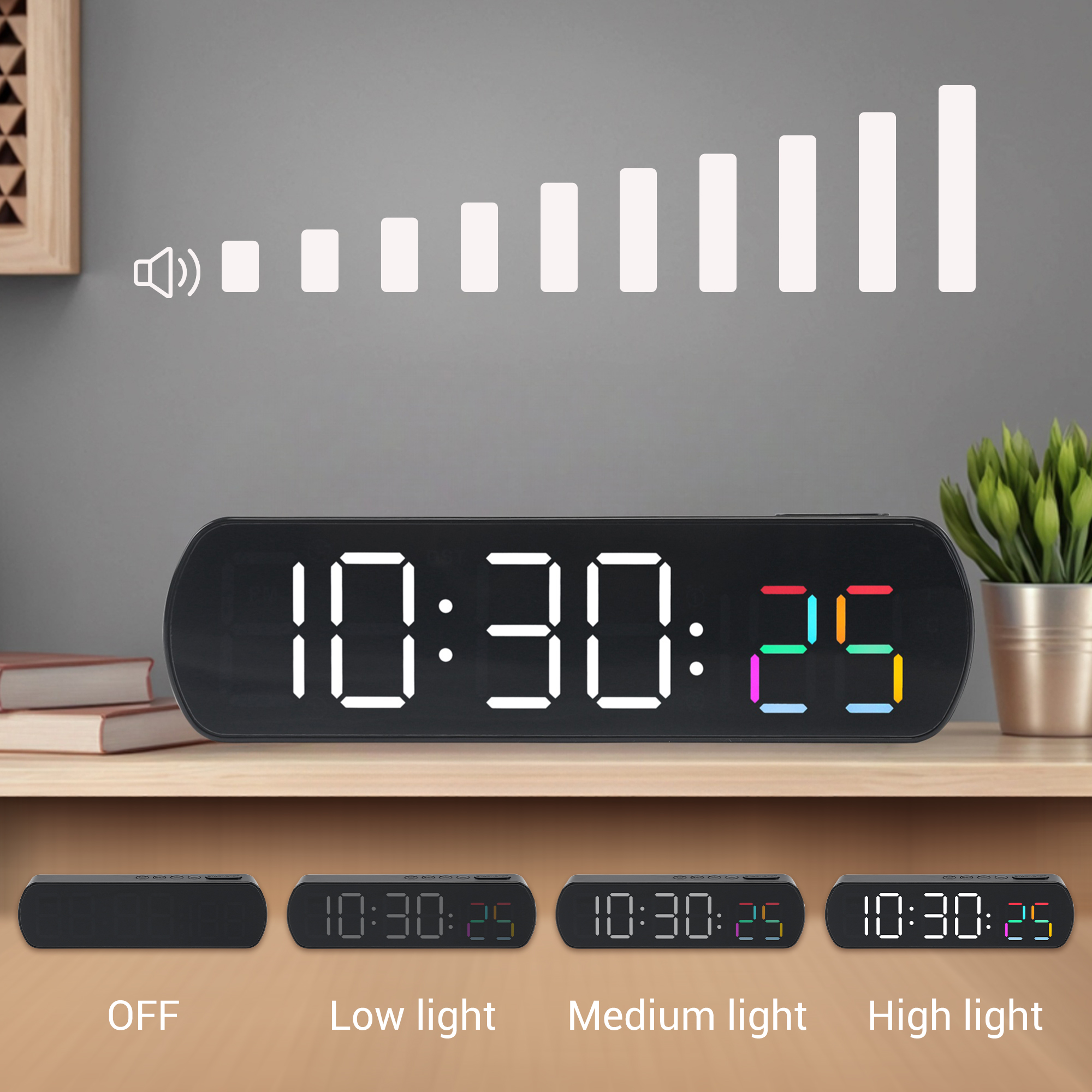 Unique Bargains Alarm Clock White Housing With White Light 6.5"L x 1.0"W x 1.8"H