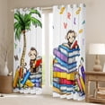 thumbnail image 2 of Monkey Animal Window Curtains Colorful Books Pattern Window Treatments English Letter Print Window Drapes for Kids Tropical Coconut Tree Grommet Top 2 Panel Set Bedroom Curtains,52Wx84L inch, 2 of 6