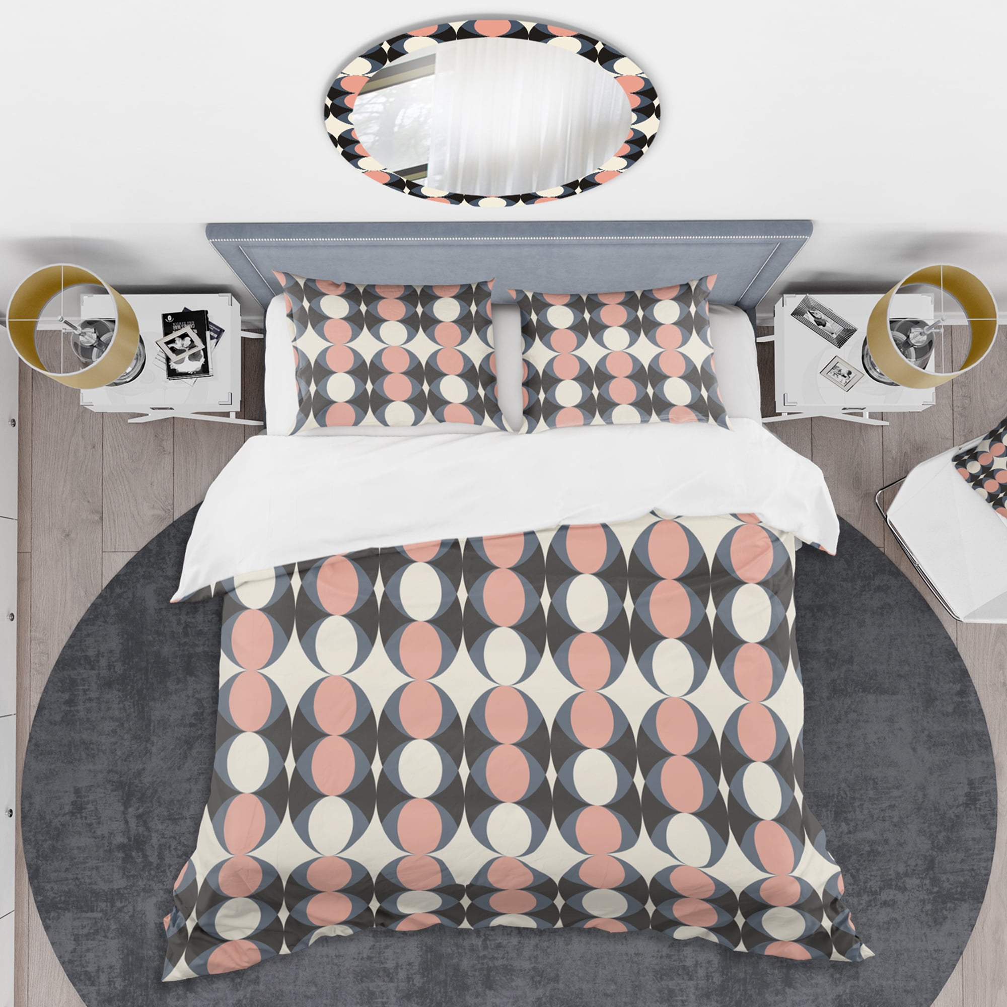 Designart 'Retro Circular Pattern II' Mid-Century Modern Duvet Cover Set