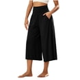 thumbnail image 2 of Maplenight Womens Wide Leg Yoga Pants Ruched High Waist Workout Capri Pants Summer Beach Casual Lounge Trousers with Pockets, 2 of 6