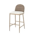 thumbnail image 3 of Christopher Knight Home 29.5" Farmhouse Upholstered Bar Stools, Iron Frame with Rattan Back, Brown+Beige, Set of 2, 3 of 10