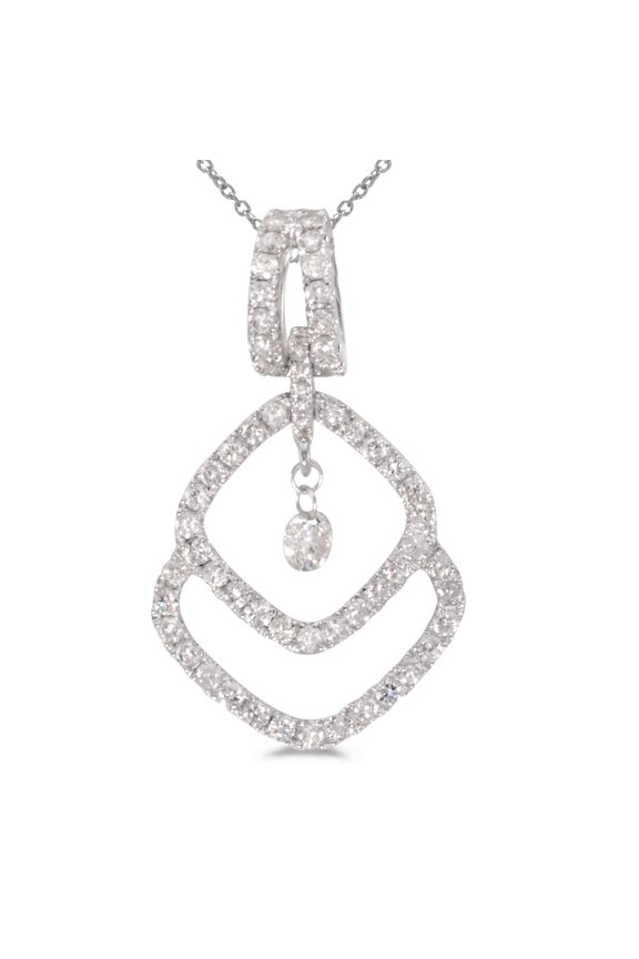14K White Gold Dashing Diamonds Pendant