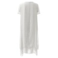 thumbnail image 4 of Fulijie Long Irregular Dress Casual Sleeve Solid V-Neck Loose Short Dress Women Women's Dress White, 4 of 6