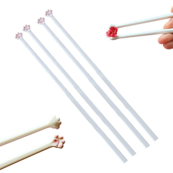 Opvise Premium Cat Claw Print Non-Slip Grip Chopsticks - Food-Safe PS Material, Cute Dining Utensils for Sushi, Noodles, Gift for Cat Lovers (20cm, 1/2/3/4 Pairs)