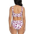 thumbnail image 3 of Kdxio Orchids Flowers Print Women's 2 Piece High Waisted Wrap Spaghetti Strap Summer Swimsuit Bikini Set-, 3 of 7
