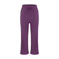 thumbnail image 2 of Baggy Pants Women, Audhol Satin Wide Leg Pants for Women Straight Leg Loose Fit High Waist Casual Versatile Pants Beach Pants for Women Purple M, 2 of 8