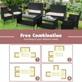 thumbnail image 5 of 8 PCS Outdoor Patio Bistro Furniture Set, All-Weather Rattan Chair Set, Conversation Furniture Sets, Cushioned Seat & Glass Table, Bistro Table Set for Porch Garden Poolside Balcony, T208, 5 of 8