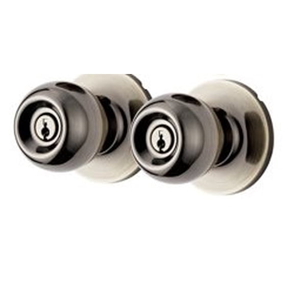 Hyper Tough Two Keyed Entry Ball Locking Doorknobs Antique Brass Finish Twin Pack