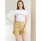 thumbnail image 3 of INSPIRE CHIC Bermudas De Algodón De Pierna Recta Hasta La Mitad Del Muslo De Cintura Alta Para Mujer Caqui claro M, 3 of 6