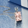 thumbnail image 2 of Gem Stone King 925 Silver Peach Nano Morganite Pendant Necklace for Women (6.32 Cttw, Gemstone October Birthstone, Emerald Cut 14X10MM, with 18 inch Silver Chain), 2 of 4