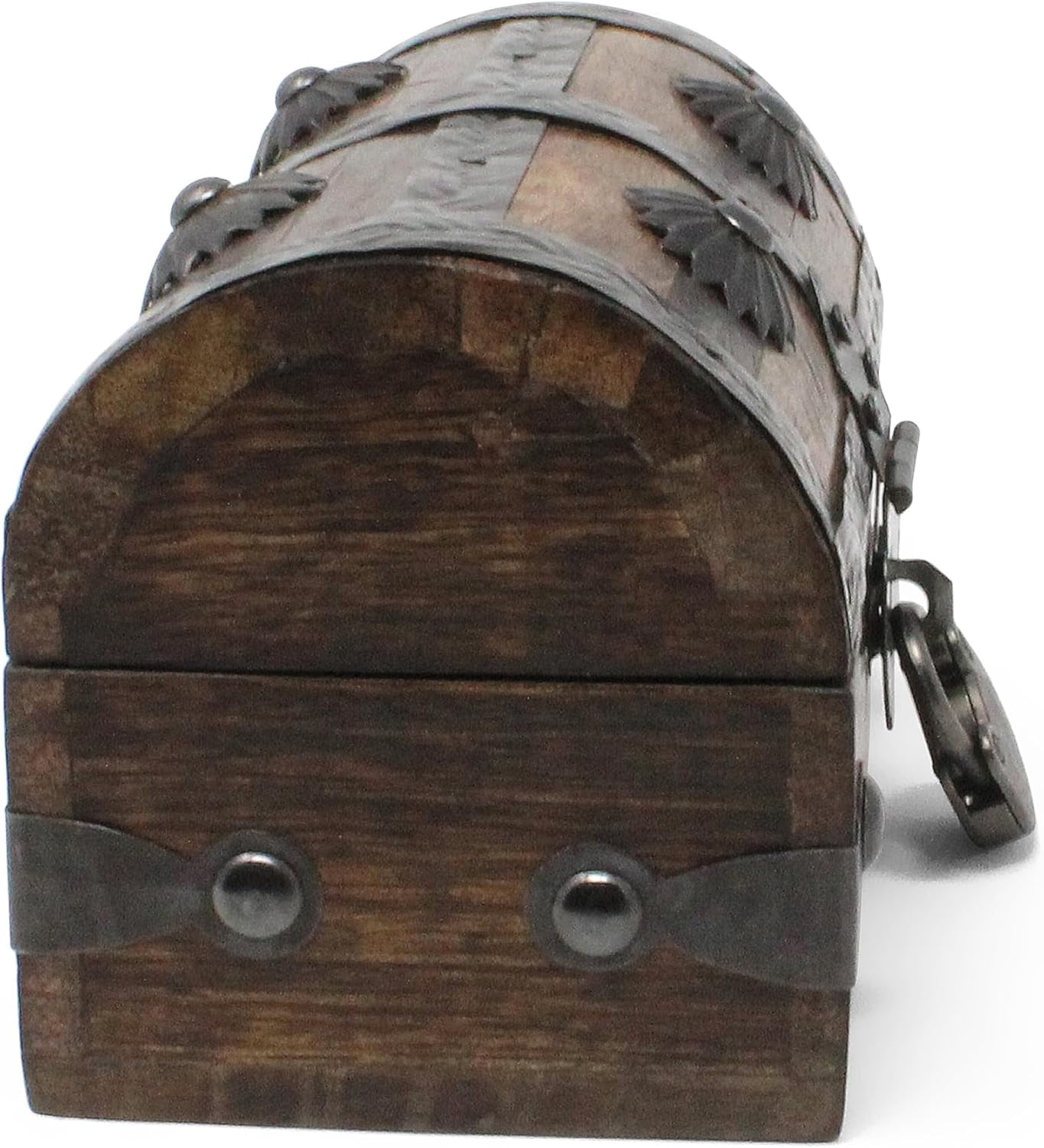 Nautical Cove Wooden Treasure Chest Keepsake Box with Antique Lock and Key – Rustic Pirate Jewelry Storage Box, Decorative Wood Chest with Hinged Lid, Small 5 x 3 x 3.25 Inch