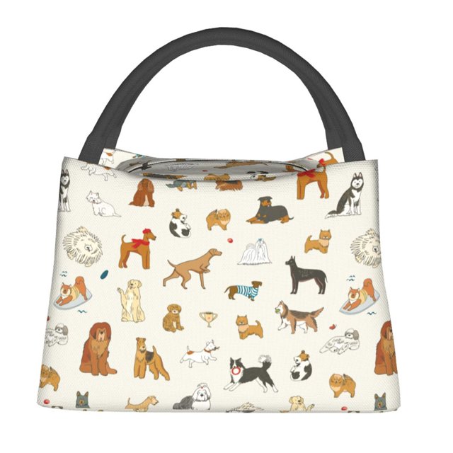 Easygdp Dogs Funny Pets Bolsa de Almuerzo Insulada Reutilizable, Bolsa de Mano y Bandolera para Oficina, Trabajo, Viajes
