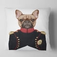 thumbnail image 2 of Designart French Bulldog in Military Uniform - Animal Throw Pillow - 18x18, 2 of 5