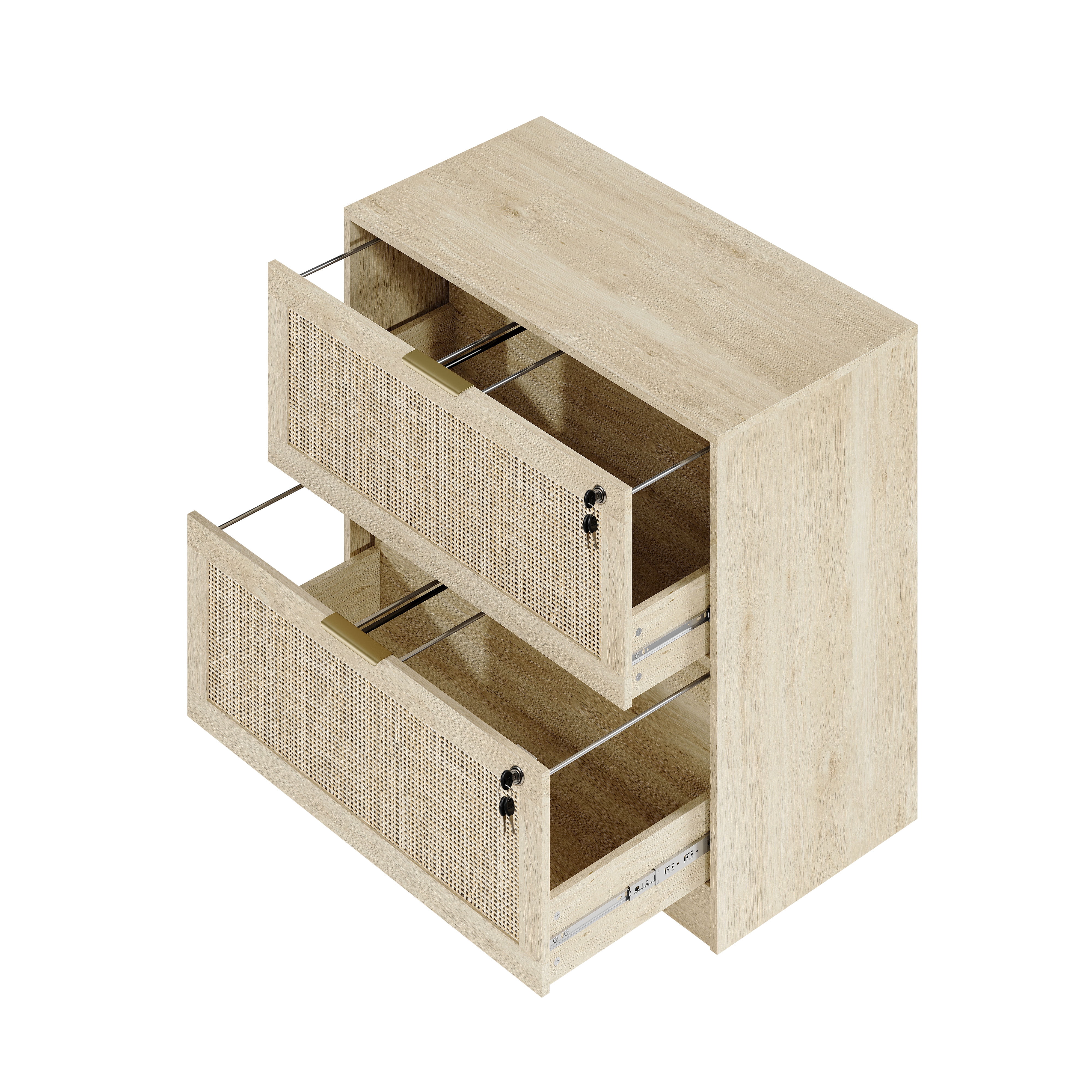 Coewske 2-Drawer File Cabinet Lateral Filing Cabinet Printer Stand w/ Lock Home Office Nature