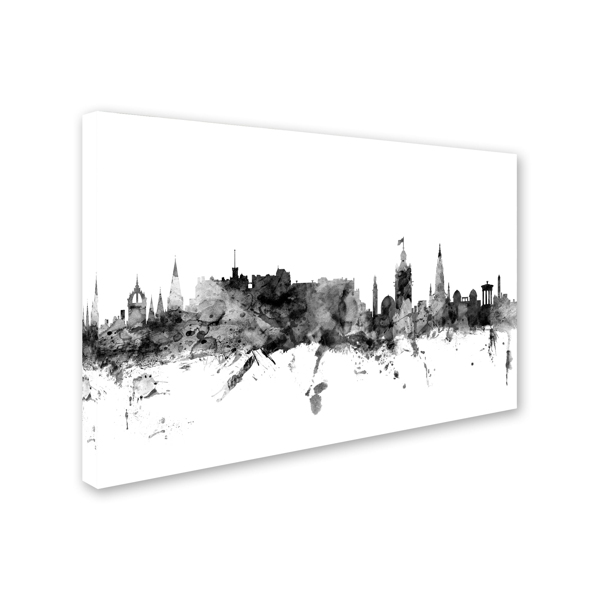 Trademark Fine Art "Edinburgh Scotland Skyline B&W" Canvas Art by Michael Tompsett