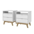 thumbnail image 3 of Kappesberg Hanford White/Light Brown Set of 2 Nightstands – 21.2"W, 2-Drawer - for Adults and Teens, 3 of 9