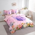 thumbnail image 3 of Homewish Cute Butterfly 7-Piece Twin Bedding Sets,Kawaii Colorful Floral Bedding Comforter Set,Pink Purple Sheet Sets For Girls Teens,Luxury Bedroom Decor Reversible, 3 of 8