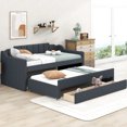 thumbnail image 2 of Twin size upholstered grey daybed with trundle and three drawers great for home offices and a sturdy backrest, 2 of 2