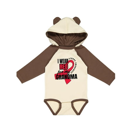 

Inktastic I Wear Red For My Grandma Stroke Awareness Gift Baby Boy or Baby Girl Long Sleeve Bodysuit