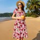 thumbnail image 4 of Easygdp Rose Flowers para Vestido Transpirable de Mujer, Vestido Suelto de Manga Corta con Pliegues y Bolsillos para el Verano, 4 of 6