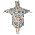 thumbnail image 2 of FORMRS Wearable Blanket Hoodie with Sleeves for Kids Cozy Flannel Sweatshirt, Blue Dice Pattern, 2 of 7