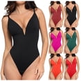 thumbnail image 2 of Yuncity Womens One Piece Swimsuits Deep V Neck Shapewear Backless Thong Bodysuit Tank Top Bathing Suit Swimwear For Beach Pool Pink S-Xl, 2 of 6