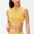 thumbnail image 3 of SHENGYUAN Comfy Bras for Women Bra Spring and Summer Zipper Stand Collar Fitness Vest With Chest Pad Hollowed Out Nude Sports Yoga Running Top Yellow,XL/8, 3 of 8