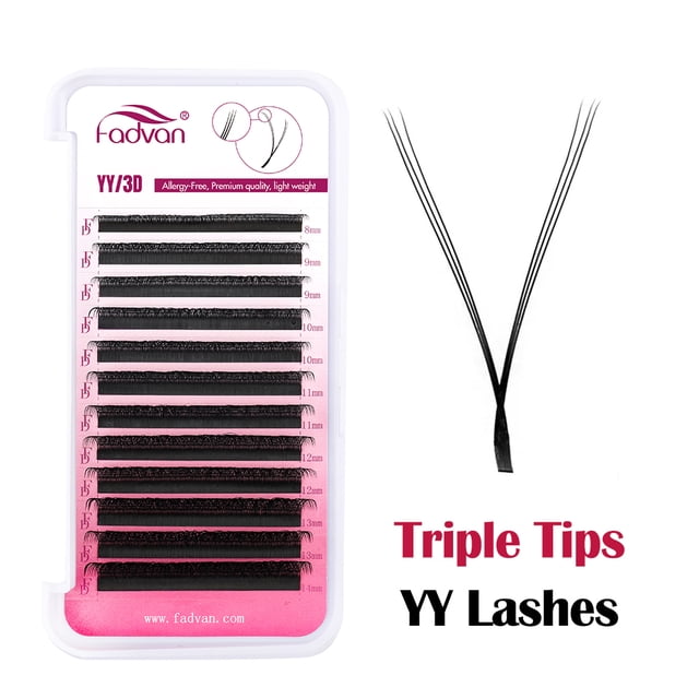 Pestañas FADVAN YY en forma de pestañas negras/marrones, ventiladores de volumen prefabricados, pestañas de ojos de zorro, pestañas de imitación de visón, volumen brasileño Natural suave