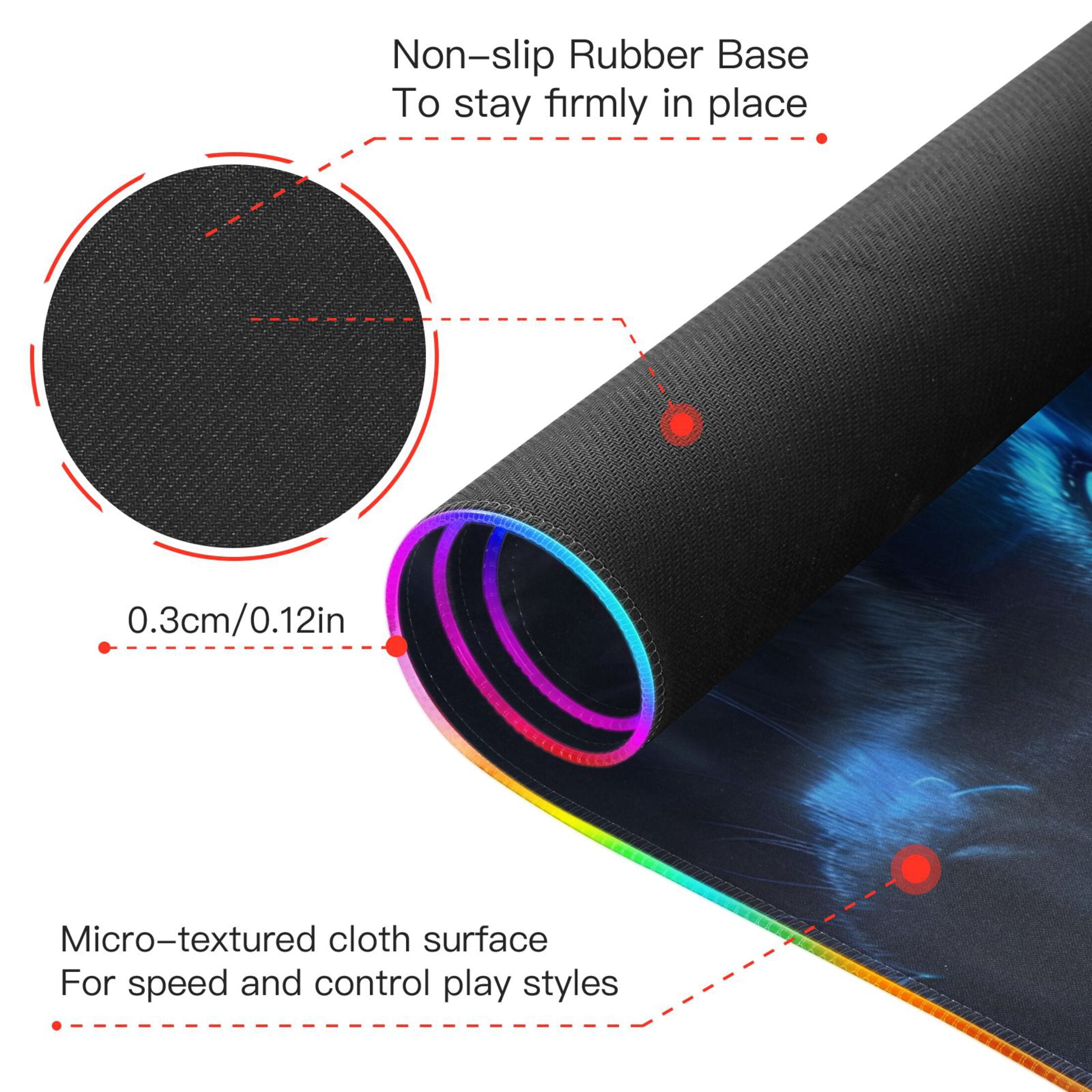 Wireless Charging Mouse Pad Large RGB Gaming Desk Mat 13 Light Modes Mousepad 35.4x15.7 Glowing Wolf