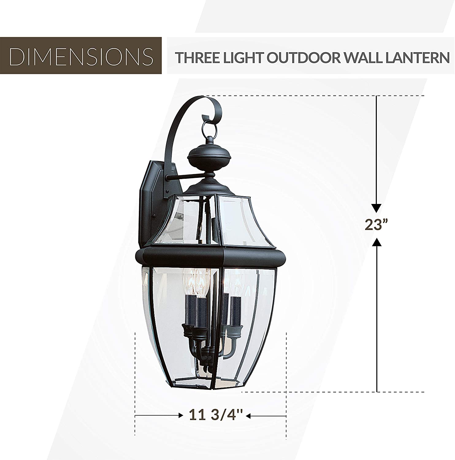 Sea Gull Lighting 8039-12 2-Light Lancaster Medium Outdoor Wall Lantern, Clear Beveled Glass and Black, Finish: Black By Visit the Sea Gull Lighting Store - image 3 of 5