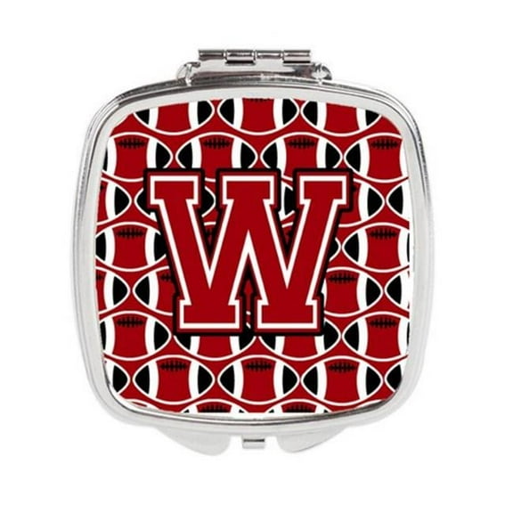 Carolines Treasures  Letter W Football Red - Black & White Compact Mirror
