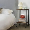 thumbnail image 4 of Oumilen Indoor Modern Rolling Metal Rectangle End Table, Brown (Set of 2), 4 of 6