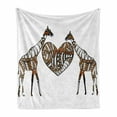 thumbnail image 1 of African Soft Flannel Fleece Blanket, Soul Mate Giraffes Illustration with a Giant Heart Love in Nature Bohemian Print, Cozy Plush for Indoor and Outdoor Use, 60" x 80", Brown White, by Ambesonne, 1 of 6