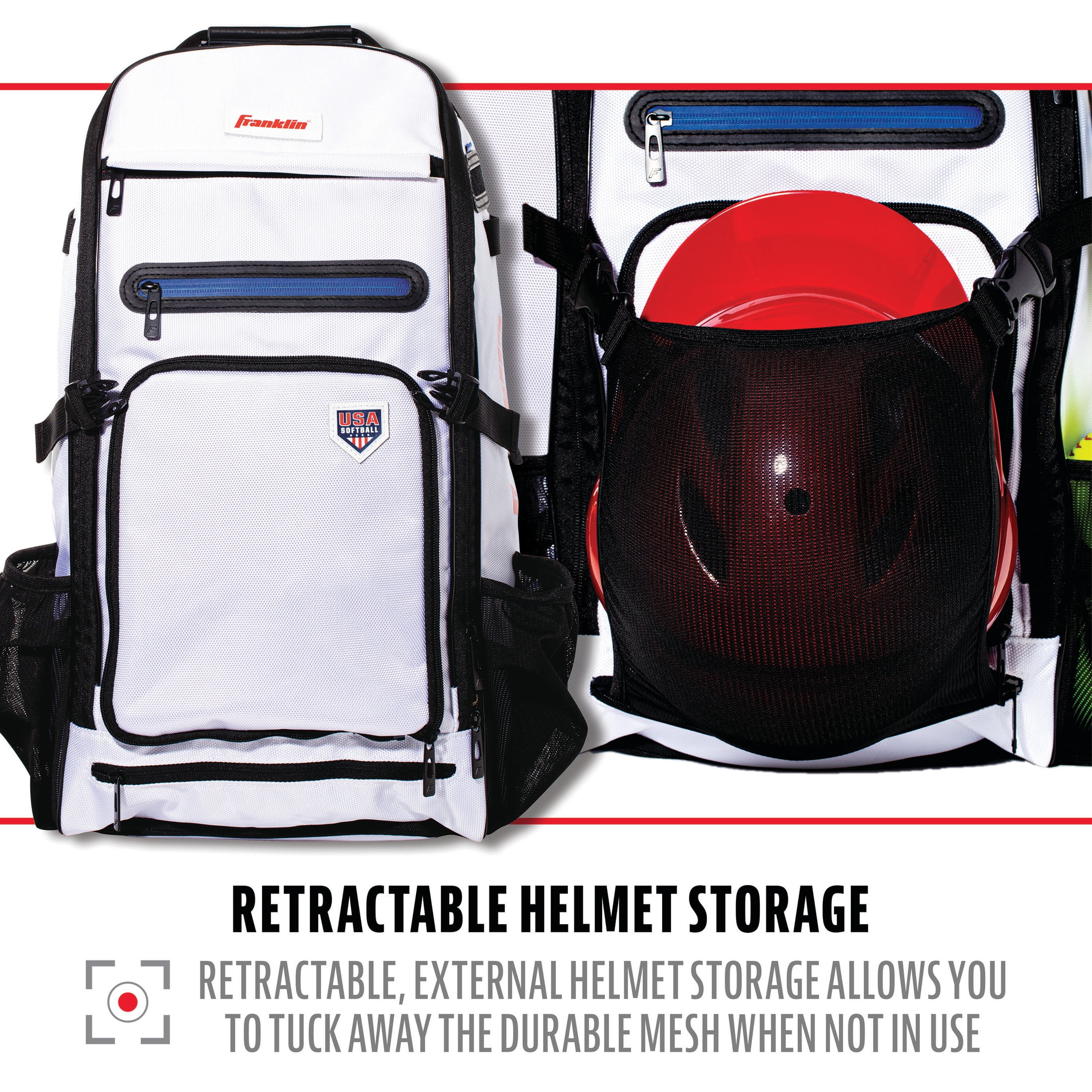 Franklin Sports USA Traveler Elite Fastpitch Softball Bat Backpack, White
