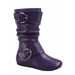 Klein 70 Girls Kid s Causal Flat Heel Buckles Zipper Slouchy Mid Calf Boots Shoes Purple 9 Walmart