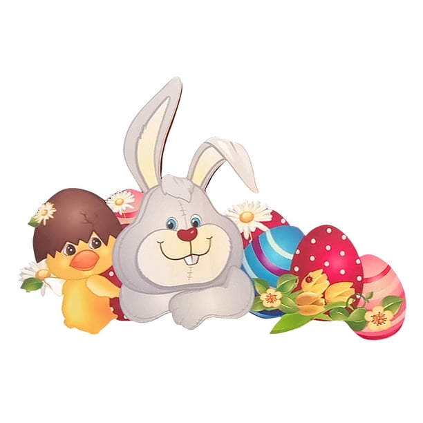 Conejito de interior, valla, huevos, pegatinas de Pascua, madera, decoración colgante de exterior, letrero, hogar