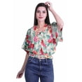 thumbnail image 2 of Moomaya Printed Boxy Sleeve Tops For Women V-Neck Elastic Waist&nbsp;Kimono Top, 2 of 5