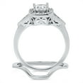 thumbnail image 2 of Sterling Silver 925 Princess Cut Cubic Zirconia CZ Halo Engagement Ring Set Sz 4, 2 of 2