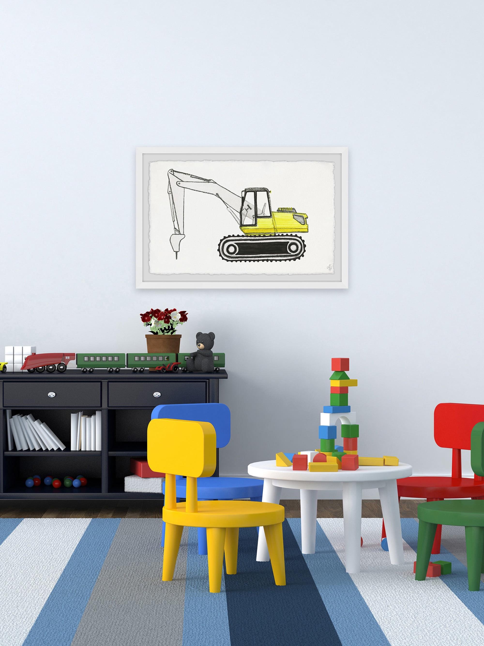 Marmont Hill Jackhammer Truck Framed Wall Art, 12.00" x 1.50"