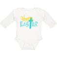 thumbnail image 3 of Inktastic Happy Easter with Cross in Teal Plaid Boys or Girls Long Sleeve Baby Bodysuit, 3 of 5