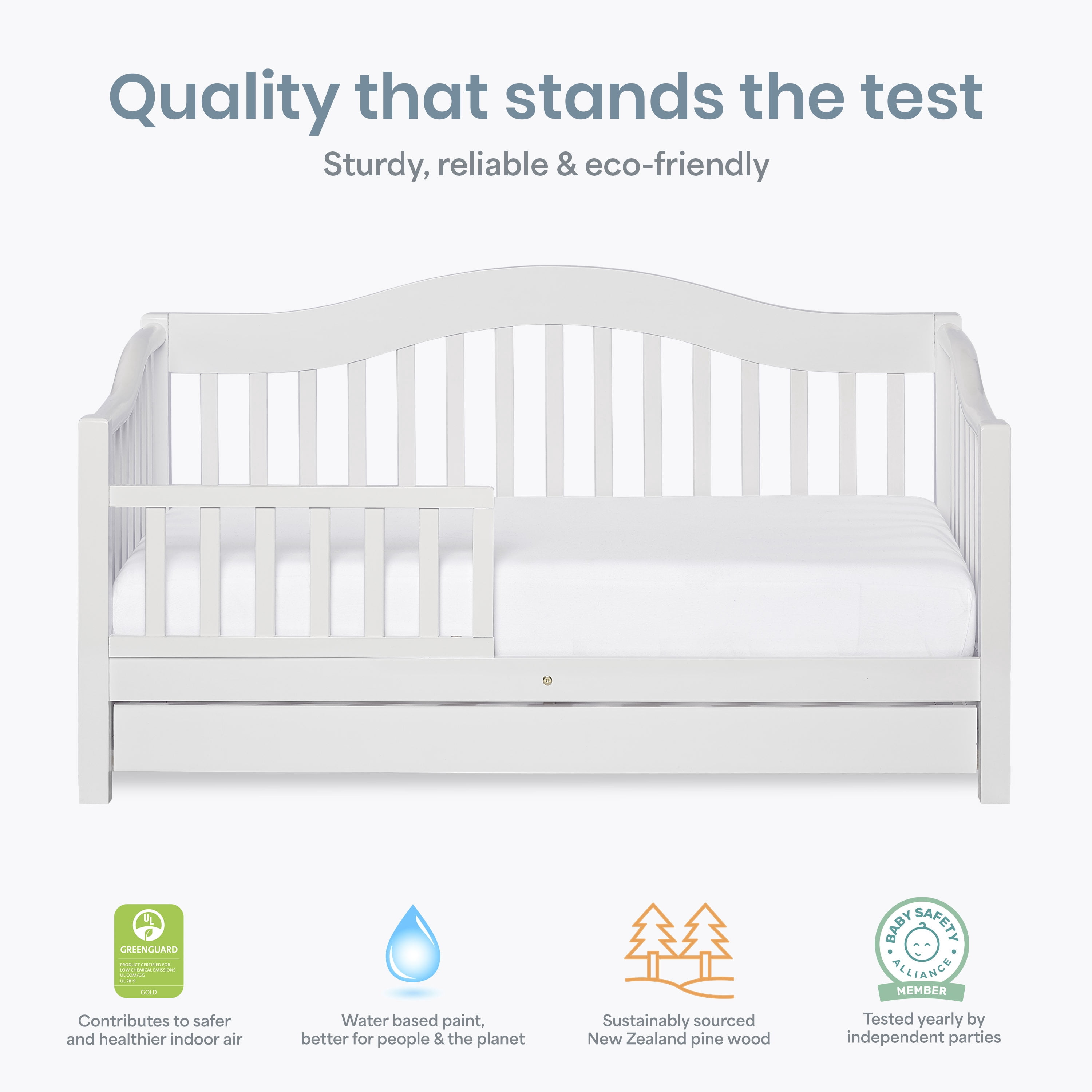 Dream on Me Toddler Day Bed with Storage, White