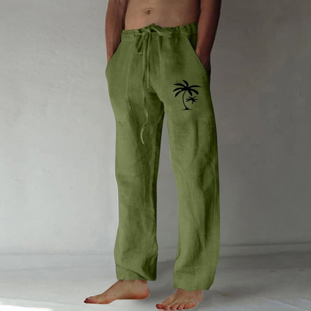 Puntoco Pantalones casuales largos para hombre, pantalones casuales con estampado de moda para hombre, cintura elástica con bolsillos, pantalones deportivos
