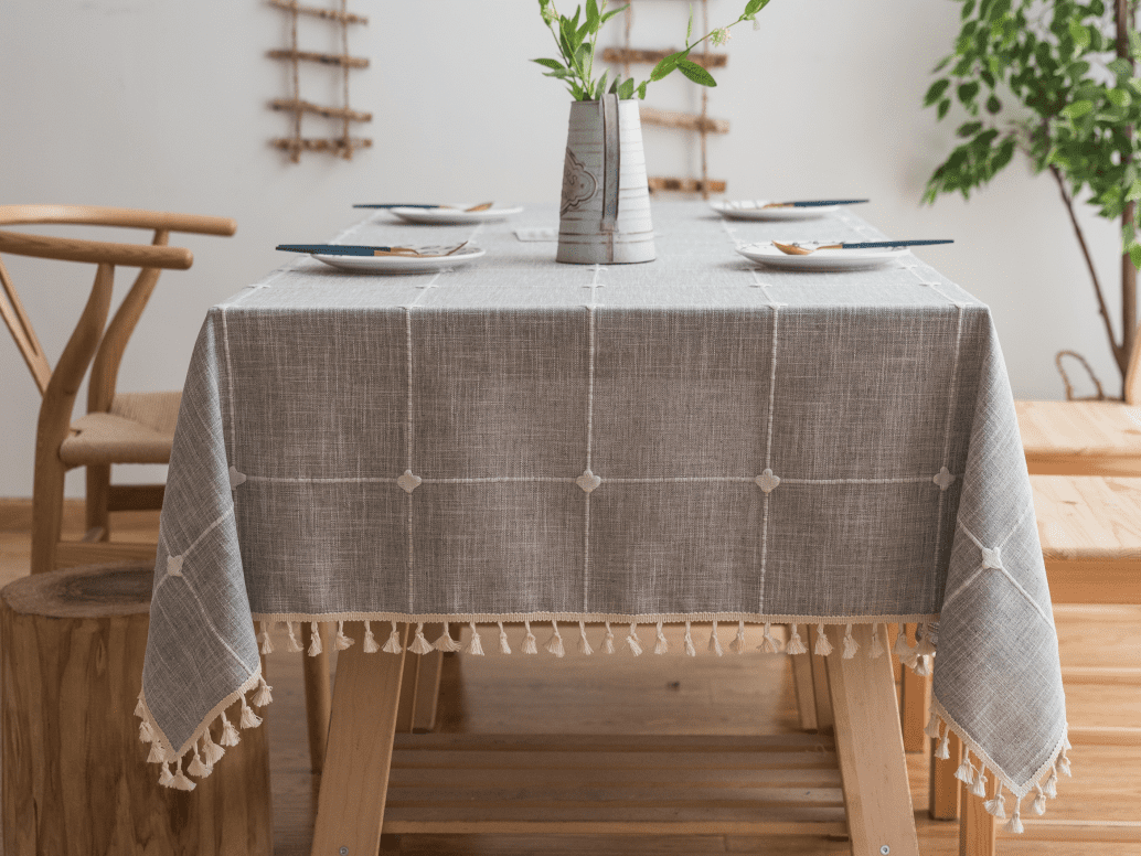 HBlife Burlap Rectangle Tablecloth with Tassel, Cotton Linen Rustic  Tablecloths for Rectangle Tables, Farmhouse Table Cloths for Kitchen  Dinning Party