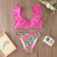 thumbnail image 2 of Mercatoo Summer Toddler Girls Leaves Fashion Printed Ruffles 2Pcs Swimwear Bikini Toddler Girl Beach Swimsuit 3 to 7 Years, 2 of 4
