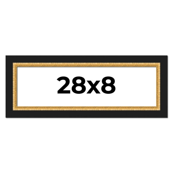 28x8 Frame Gold Real Wood Picture Frame Width 2.25 Inches | Interior Frame Depth 0.5 Inches |